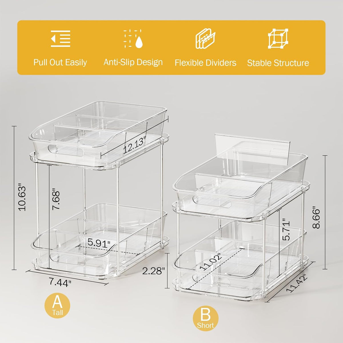 Bathroom Under Sink Organizers and Storage, Clear