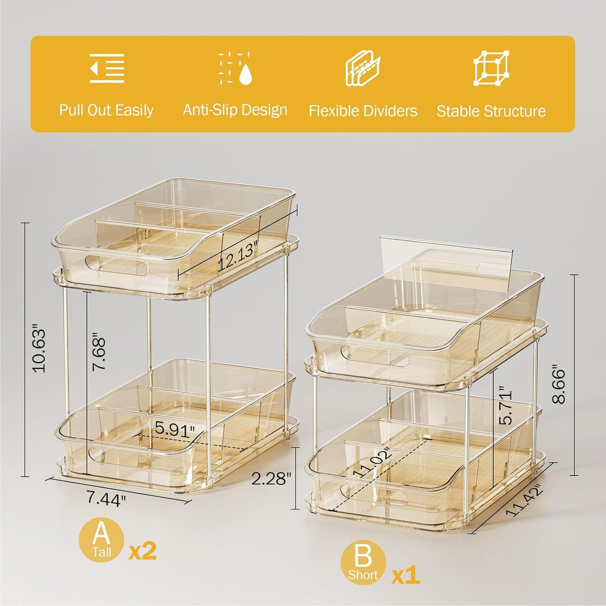 Bathroom Under Sink Organizers and Storage, Clear