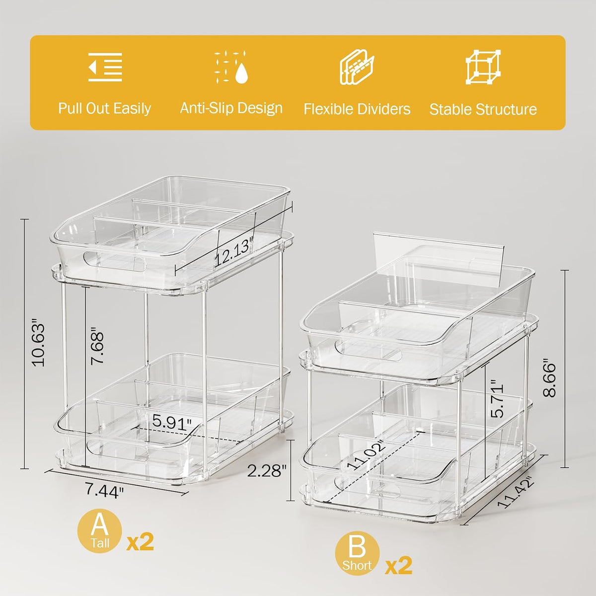 Bathroom Under Sink Organizers and Storage, Clear