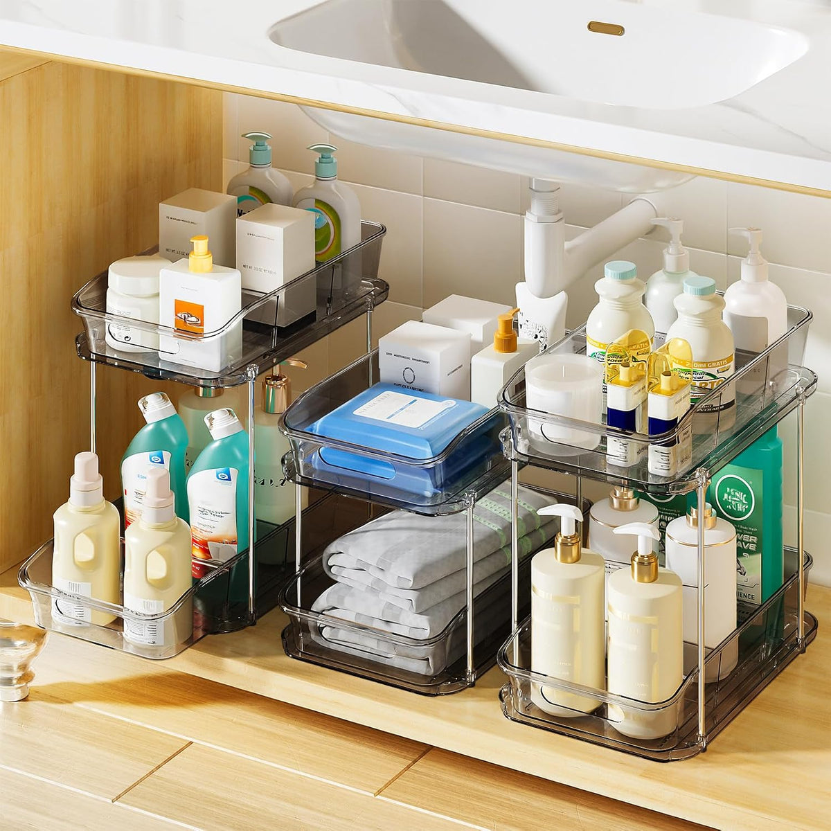 Bathroom Under Sink Organizers and Storage, Clear