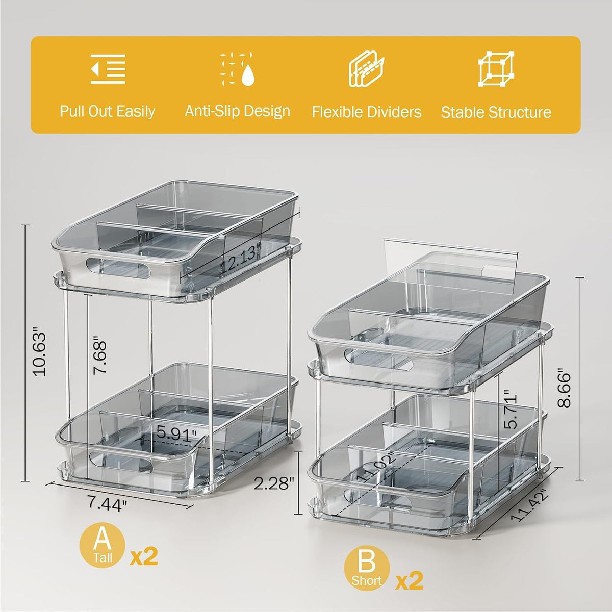 Bathroom Under Sink Organizers and Storage, Clear