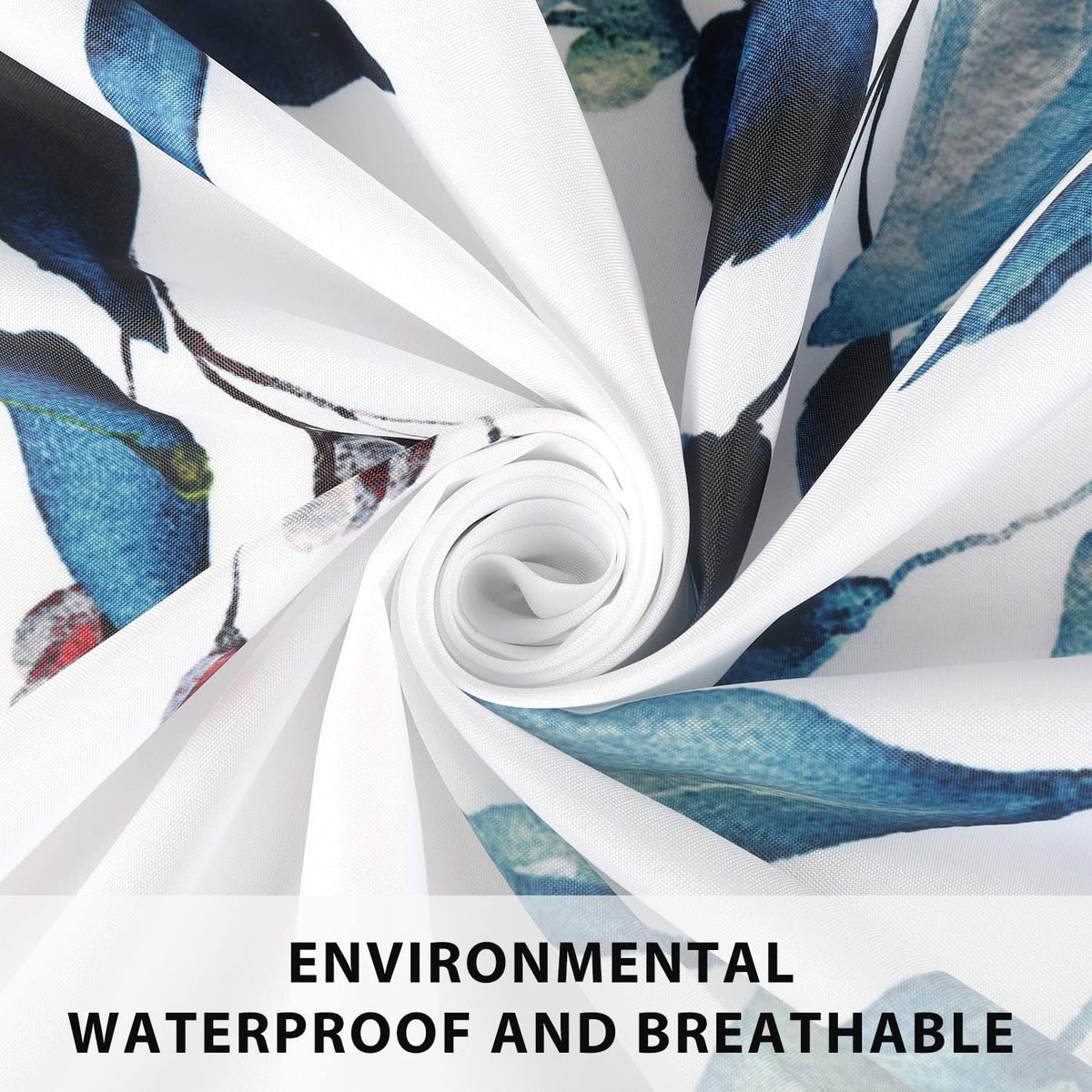 Shower Curtain Blue Eucalyptus Shower Curtains for Bathroom, Watercolor Leaf Shower Curtain Sets Waterproof Plant Shower Curtain Leaves Fabric Cloth Bathroom Curtains 72x72 inch with Hooks