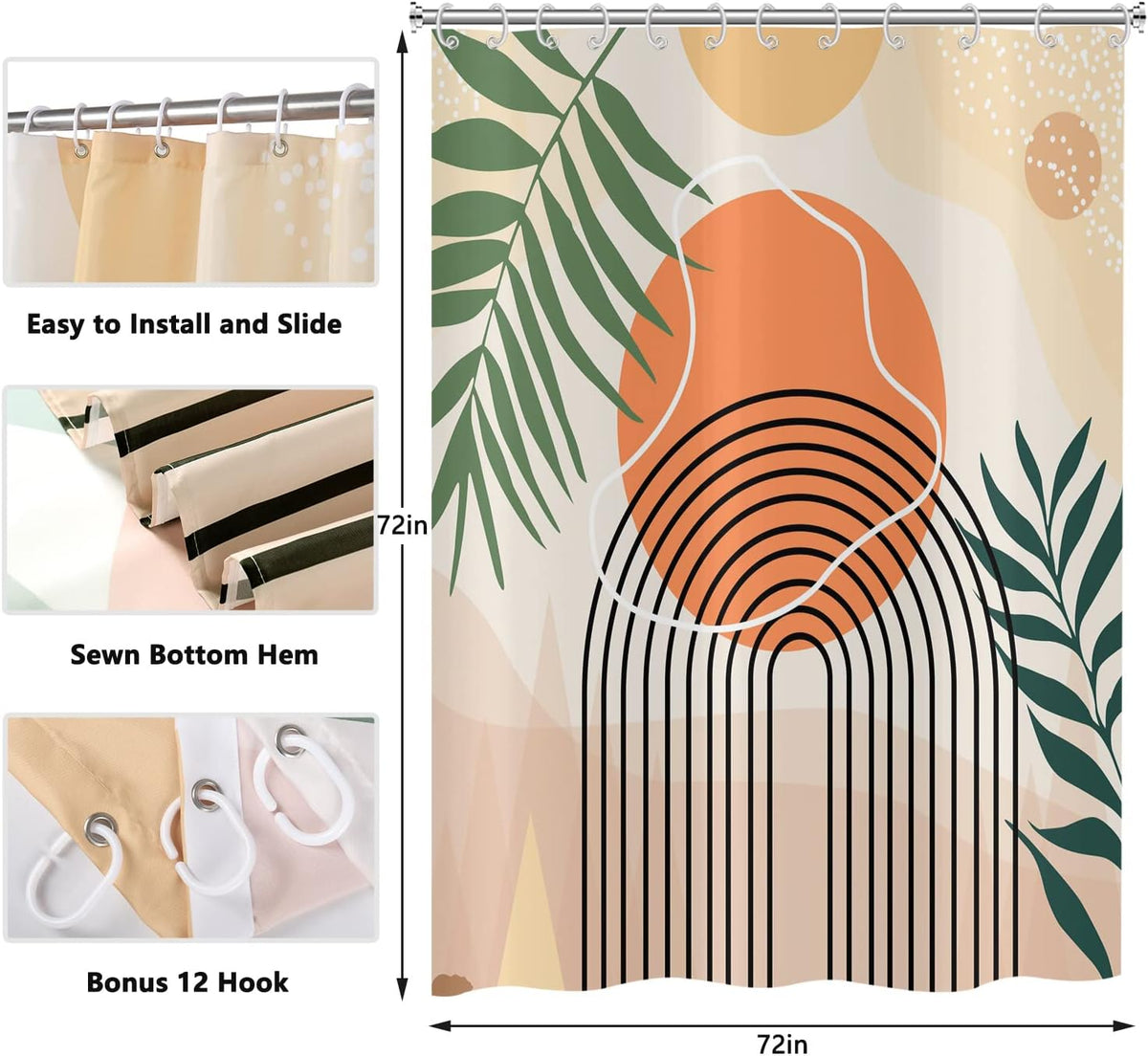 Shower Curtain Blue Eucalyptus Shower Curtains for Bathroom, Watercolor Leaf Shower Curtain Sets Waterproof Plant Shower Curtain Leaves Fabric Cloth Bathroom Curtains 72x72 inch with Hooks