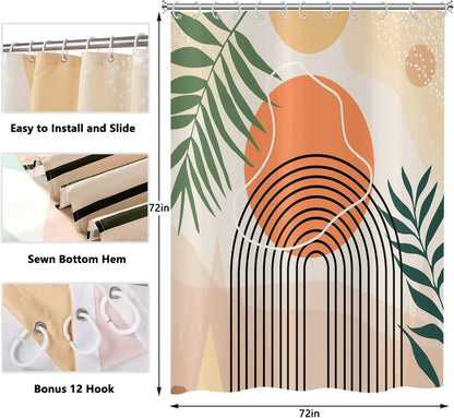 Shower Curtain Blue Eucalyptus Shower Curtains for Bathroom, Watercolor Leaf Shower Curtain Sets Waterproof Plant Shower Curtain Leaves Fabric Cloth Bathroom Curtains 72x72 inch with Hooks