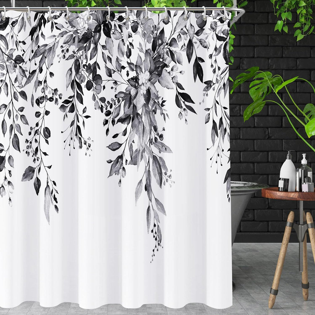 Shower Curtain Blue Eucalyptus Shower Curtains for Bathroom, Watercolor Leaf Shower Curtain Sets Waterproof Plant Shower Curtain Leaves Fabric Cloth Bathroom Curtains 72x72 inch with Hooks