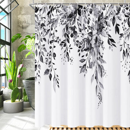 Shower Curtain Blue Eucalyptus Shower Curtains for Bathroom, Watercolor Leaf Shower Curtain Sets Waterproof Plant Shower Curtain Leaves Fabric Cloth Bathroom Curtains 72x72 inch with Hooks
