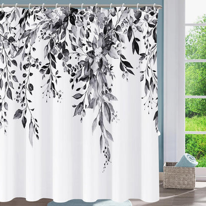 Shower Curtain Blue Eucalyptus Shower Curtains for Bathroom, Watercolor Leaf Shower Curtain Sets Waterproof Plant Shower Curtain Leaves Fabric Cloth Bathroom Curtains 72x72 inch with Hooks