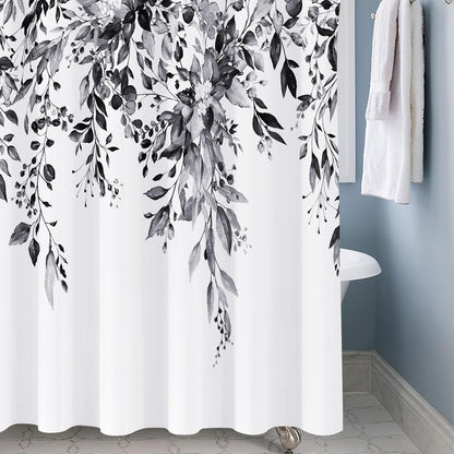 Shower Curtain Blue Eucalyptus Shower Curtains for Bathroom, Watercolor Leaf Shower Curtain Sets Waterproof Plant Shower Curtain Leaves Fabric Cloth Bathroom Curtains 72x72 inch with Hooks