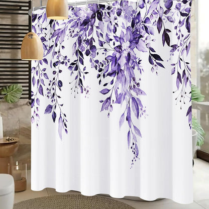 Shower Curtain Blue Eucalyptus Shower Curtains for Bathroom, Watercolor Leaf Shower Curtain Sets Waterproof Plant Shower Curtain Leaves Fabric Cloth Bathroom Curtains 72x72 inch with Hooks