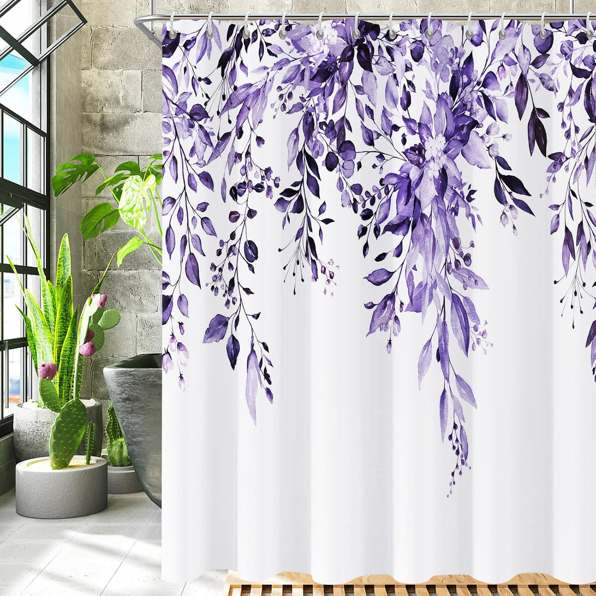 Shower Curtain Blue Eucalyptus Shower Curtains for Bathroom, Watercolor Leaf Shower Curtain Sets Waterproof Plant Shower Curtain Leaves Fabric Cloth Bathroom Curtains 72x72 inch with Hooks