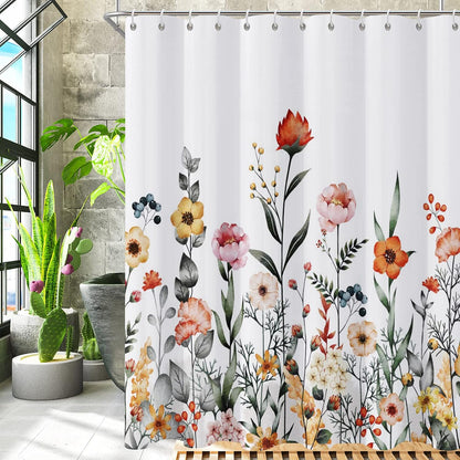 Shower Curtain Blue Eucalyptus Shower Curtains for Bathroom, Watercolor Leaf Shower Curtain Sets Waterproof Plant Shower Curtain Leaves Fabric Cloth Bathroom Curtains 72x72 inch with Hooks