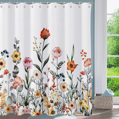 Shower Curtain Blue Eucalyptus Shower Curtains for Bathroom, Watercolor Leaf Shower Curtain Sets Waterproof Plant Shower Curtain Leaves Fabric Cloth Bathroom Curtains 72x72 inch with Hooks