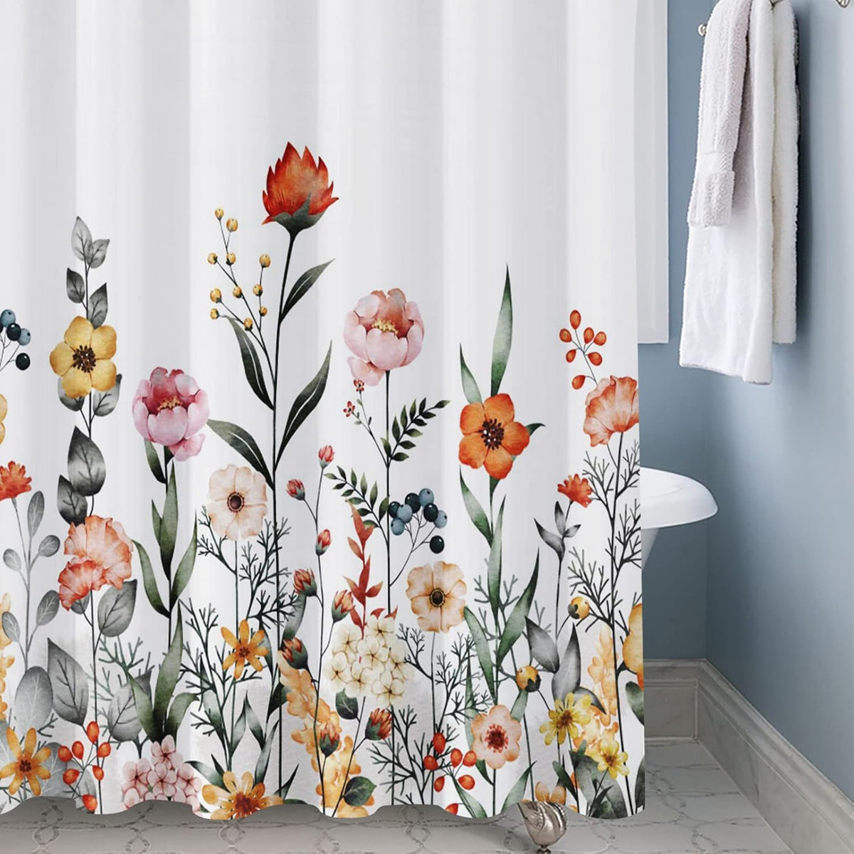 Shower Curtain Blue Eucalyptus Shower Curtains for Bathroom, Watercolor Leaf Shower Curtain Sets Waterproof Plant Shower Curtain Leaves Fabric Cloth Bathroom Curtains 72x72 inch with Hooks