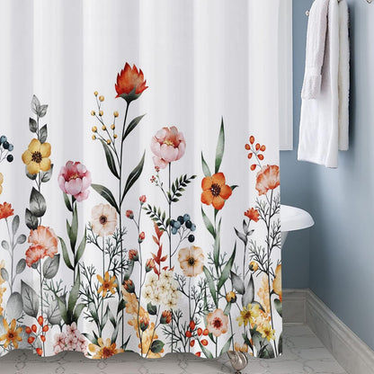 Shower Curtain Blue Eucalyptus Shower Curtains for Bathroom, Watercolor Leaf Shower Curtain Sets Waterproof Plant Shower Curtain Leaves Fabric Cloth Bathroom Curtains 72x72 inch with Hooks