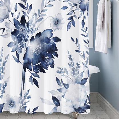 Shower Curtain Blue Eucalyptus Shower Curtains for Bathroom, Watercolor Leaf Shower Curtain Sets Waterproof Plant Shower Curtain Leaves Fabric Cloth Bathroom Curtains 72x72 inch with Hooks