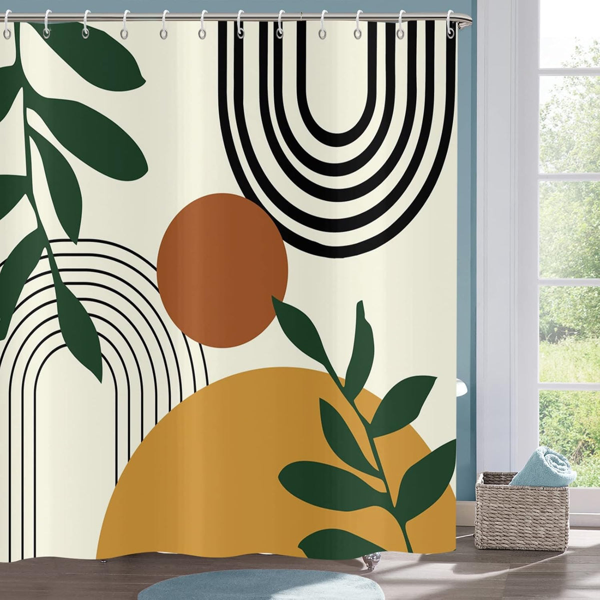 Shower Curtain Blue Eucalyptus Shower Curtains for Bathroom, Watercolor Leaf Shower Curtain Sets Waterproof Plant Shower Curtain Leaves Fabric Cloth Bathroom Curtains 72x72 inch with Hooks