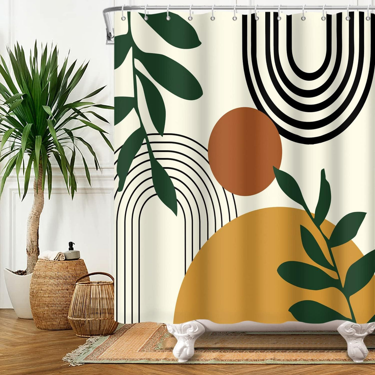 Shower Curtain Blue Eucalyptus Shower Curtains for Bathroom, Watercolor Leaf Shower Curtain Sets Waterproof Plant Shower Curtain Leaves Fabric Cloth Bathroom Curtains 72x72 inch with Hooks