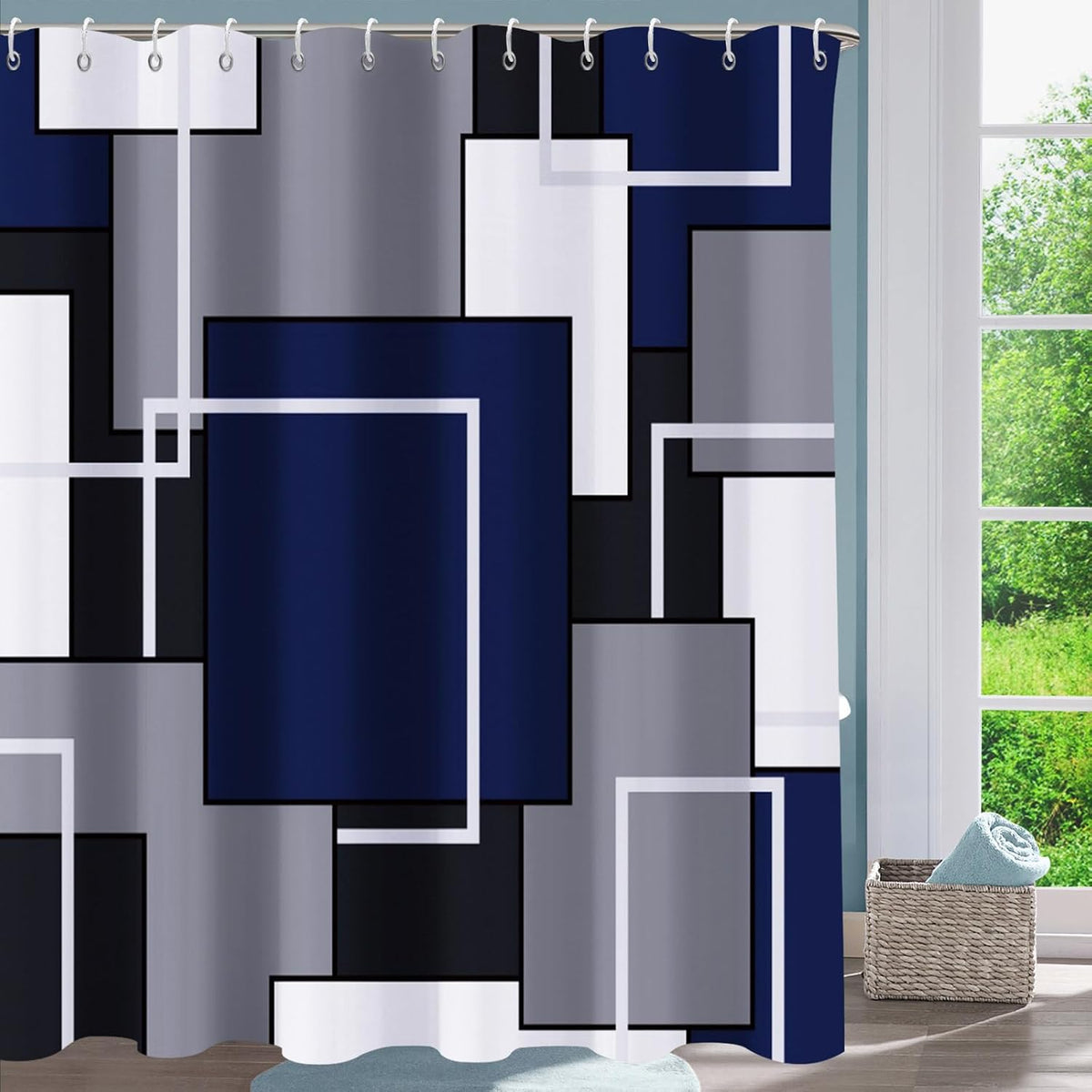 Shower Curtain Blue Eucalyptus Shower Curtains for Bathroom, Watercolor Leaf Shower Curtain Sets Waterproof Plant Shower Curtain Leaves Fabric Cloth Bathroom Curtains 72x72 inch with Hooks
