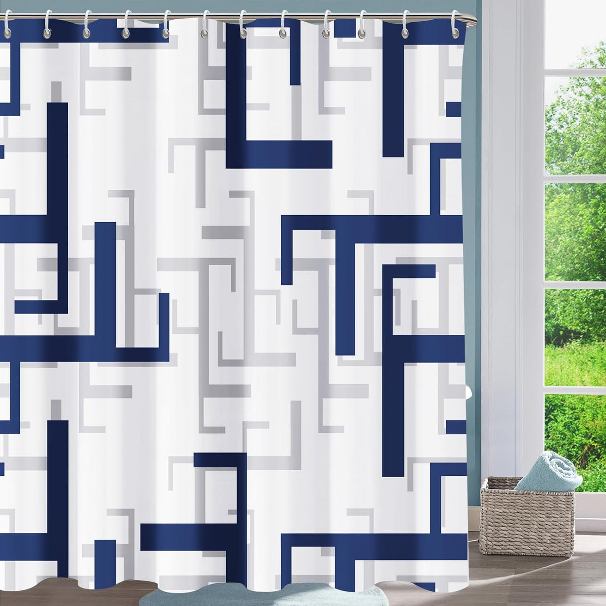 Shower Curtain Blue Eucalyptus Shower Curtains for Bathroom, Watercolor Leaf Shower Curtain Sets Waterproof Plant Shower Curtain Leaves Fabric Cloth Bathroom Curtains 72x72 inch with Hooks