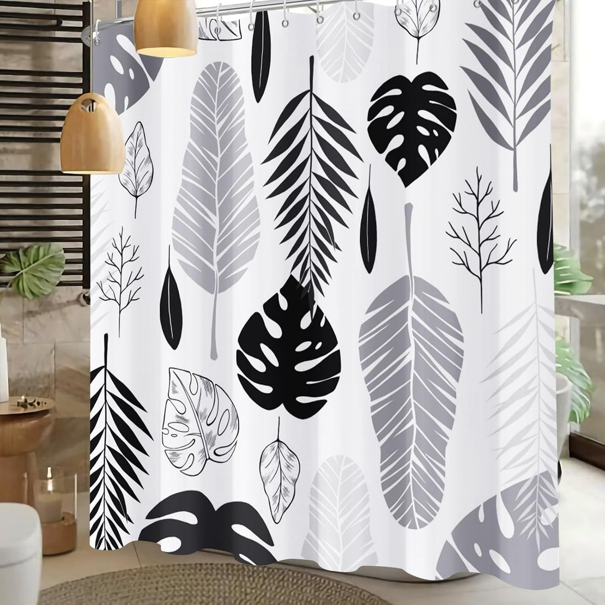Shower Curtain Blue Eucalyptus Shower Curtains for Bathroom, Watercolor Leaf Shower Curtain Sets Waterproof Plant Shower Curtain Leaves Fabric Cloth Bathroom Curtains 72x72 inch with Hooks