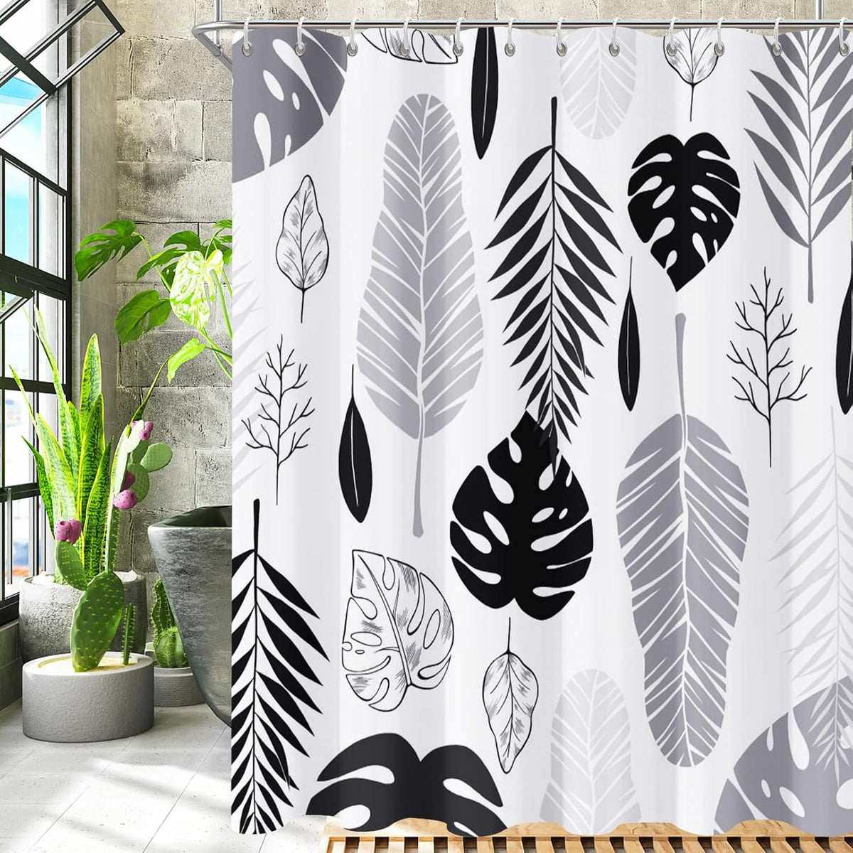 Shower Curtain Blue Eucalyptus Shower Curtains for Bathroom, Watercolor Leaf Shower Curtain Sets Waterproof Plant Shower Curtain Leaves Fabric Cloth Bathroom Curtains 72x72 inch with Hooks