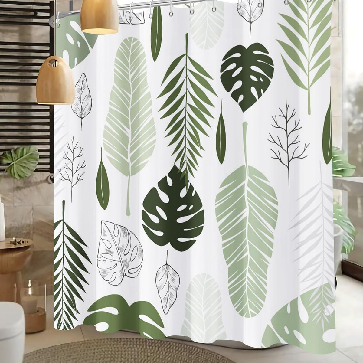 Shower Curtain Blue Eucalyptus Shower Curtains for Bathroom, Watercolor Leaf Shower Curtain Sets Waterproof Plant Shower Curtain Leaves Fabric Cloth Bathroom Curtains 72x72 inch with Hooks