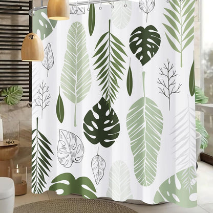 Shower Curtain Blue Eucalyptus Shower Curtains for Bathroom, Watercolor Leaf Shower Curtain Sets Waterproof Plant Shower Curtain Leaves Fabric Cloth Bathroom Curtains 72x72 inch with Hooks