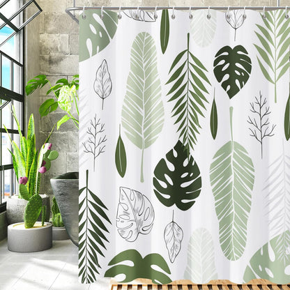 Shower Curtain Blue Eucalyptus Shower Curtains for Bathroom, Watercolor Leaf Shower Curtain Sets Waterproof Plant Shower Curtain Leaves Fabric Cloth Bathroom Curtains 72x72 inch with Hooks
