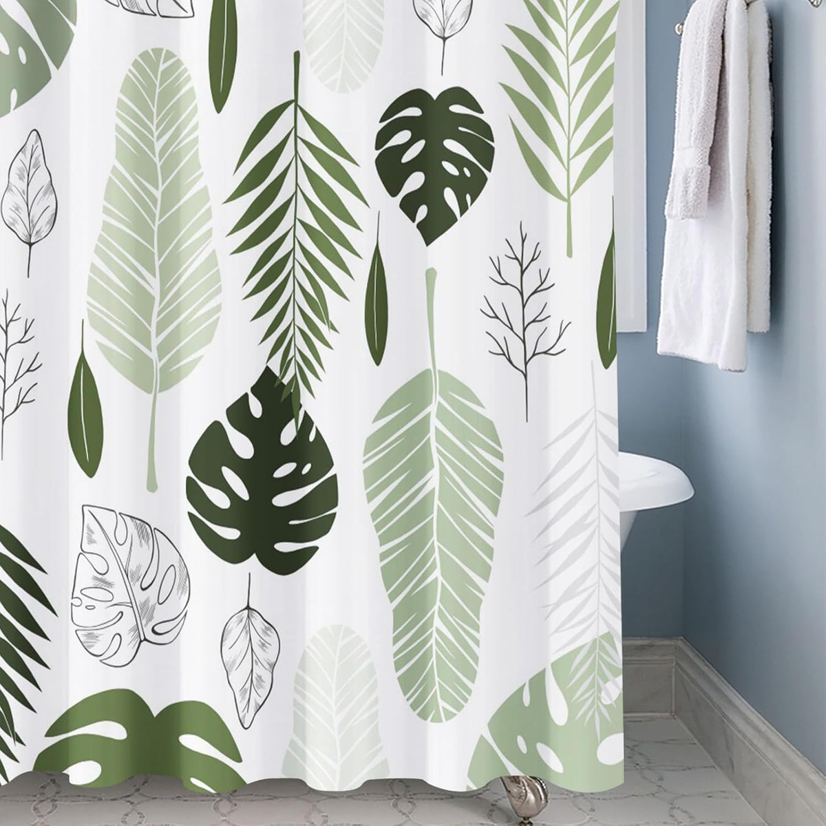 Shower Curtain Blue Eucalyptus Shower Curtains for Bathroom, Watercolor Leaf Shower Curtain Sets Waterproof Plant Shower Curtain Leaves Fabric Cloth Bathroom Curtains 72x72 inch with Hooks