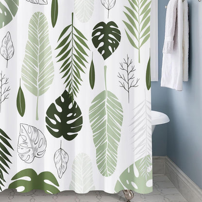 Shower Curtain Blue Eucalyptus Shower Curtains for Bathroom, Watercolor Leaf Shower Curtain Sets Waterproof Plant Shower Curtain Leaves Fabric Cloth Bathroom Curtains 72x72 inch with Hooks