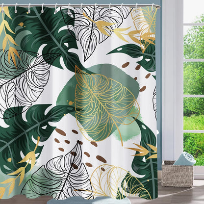 Shower Curtain Blue Eucalyptus Shower Curtains for Bathroom, Watercolor Leaf Shower Curtain Sets Waterproof Plant Shower Curtain Leaves Fabric Cloth Bathroom Curtains 72x72 inch with Hooks