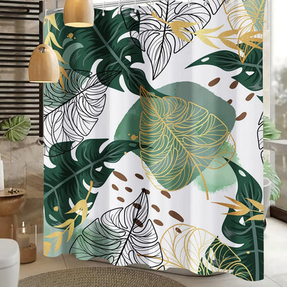 Shower Curtain Blue Eucalyptus Shower Curtains for Bathroom, Watercolor Leaf Shower Curtain Sets Waterproof Plant Shower Curtain Leaves Fabric Cloth Bathroom Curtains 72x72 inch with Hooks