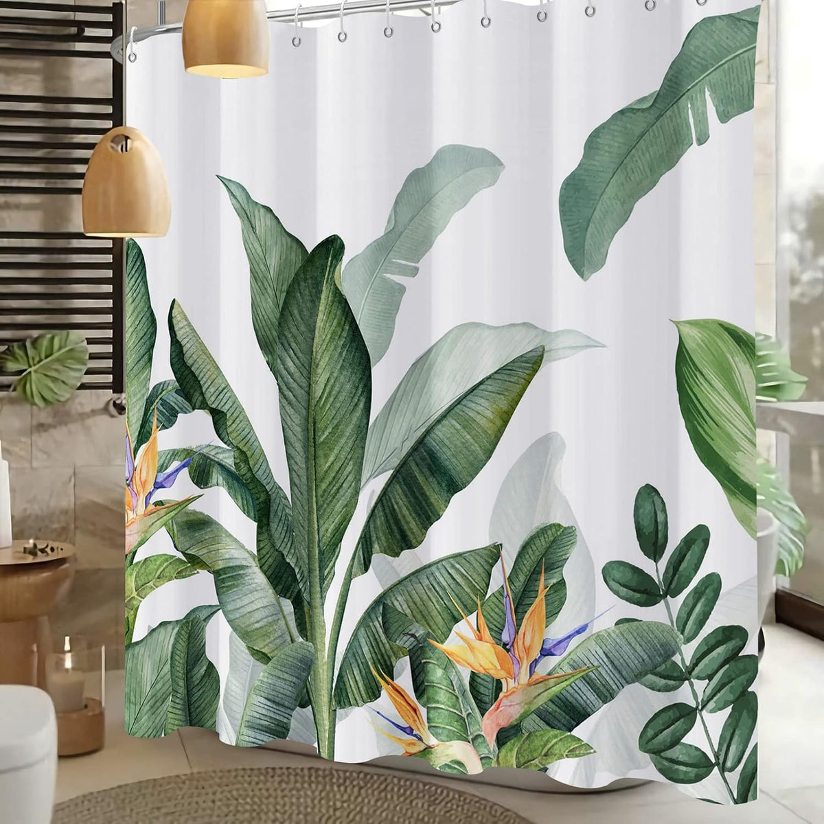 Shower Curtain Blue Eucalyptus Shower Curtains for Bathroom, Watercolor Leaf Shower Curtain Sets Waterproof Plant Shower Curtain Leaves Fabric Cloth Bathroom Curtains 72x72 inch with Hooks