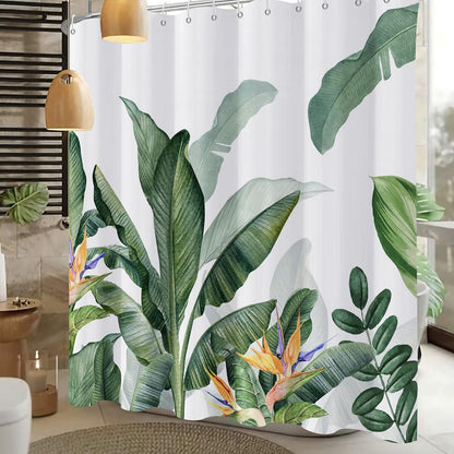 Shower Curtain Blue Eucalyptus Shower Curtains for Bathroom, Watercolor Leaf Shower Curtain Sets Waterproof Plant Shower Curtain Leaves Fabric Cloth Bathroom Curtains 72x72 inch with Hooks