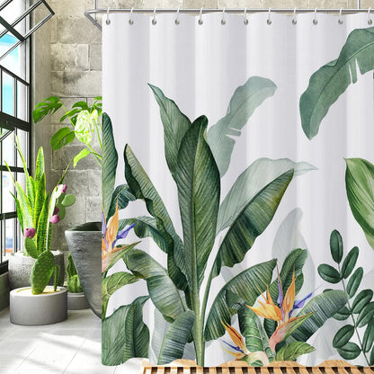 Shower Curtain Blue Eucalyptus Shower Curtains for Bathroom, Watercolor Leaf Shower Curtain Sets Waterproof Plant Shower Curtain Leaves Fabric Cloth Bathroom Curtains 72x72 inch with Hooks