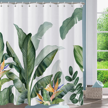 Shower Curtain Blue Eucalyptus Shower Curtains for Bathroom, Watercolor Leaf Shower Curtain Sets Waterproof Plant Shower Curtain Leaves Fabric Cloth Bathroom Curtains 72x72 inch with Hooks