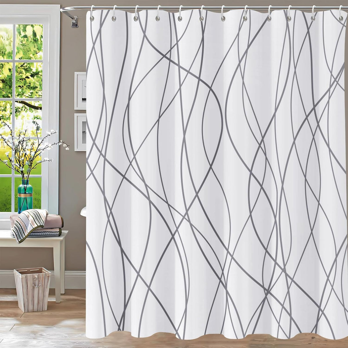 Shower Curtain Blue Eucalyptus Shower Curtains for Bathroom, Watercolor Leaf Shower Curtain Sets Waterproof Plant Shower Curtain Leaves Fabric Cloth Bathroom Curtains 72x72 inch with Hooks