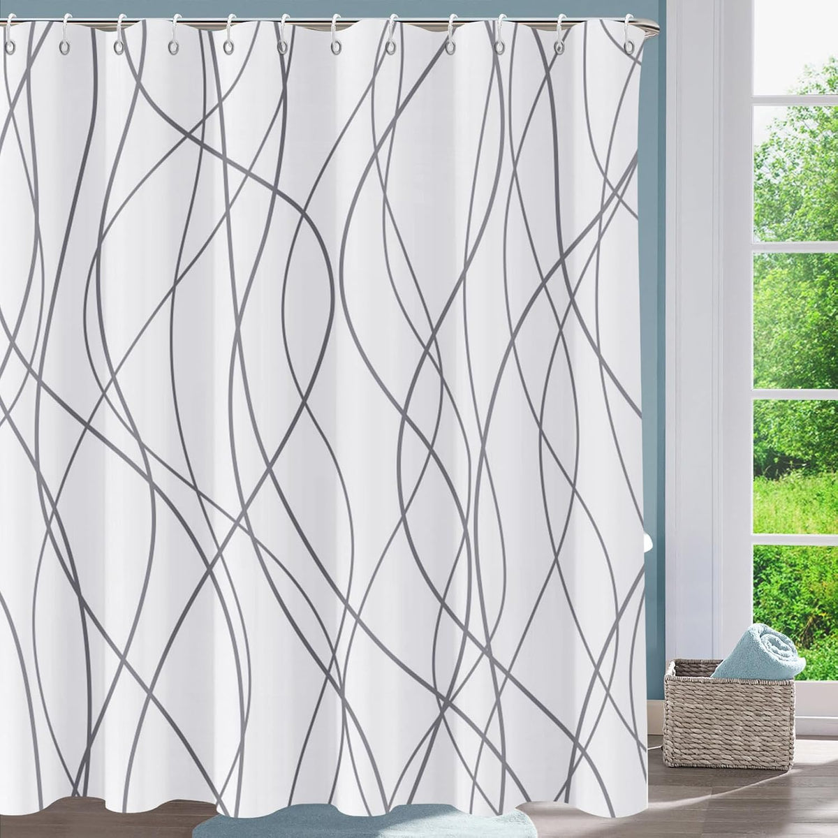 Shower Curtain Blue Eucalyptus Shower Curtains for Bathroom, Watercolor Leaf Shower Curtain Sets Waterproof Plant Shower Curtain Leaves Fabric Cloth Bathroom Curtains 72x72 inch with Hooks