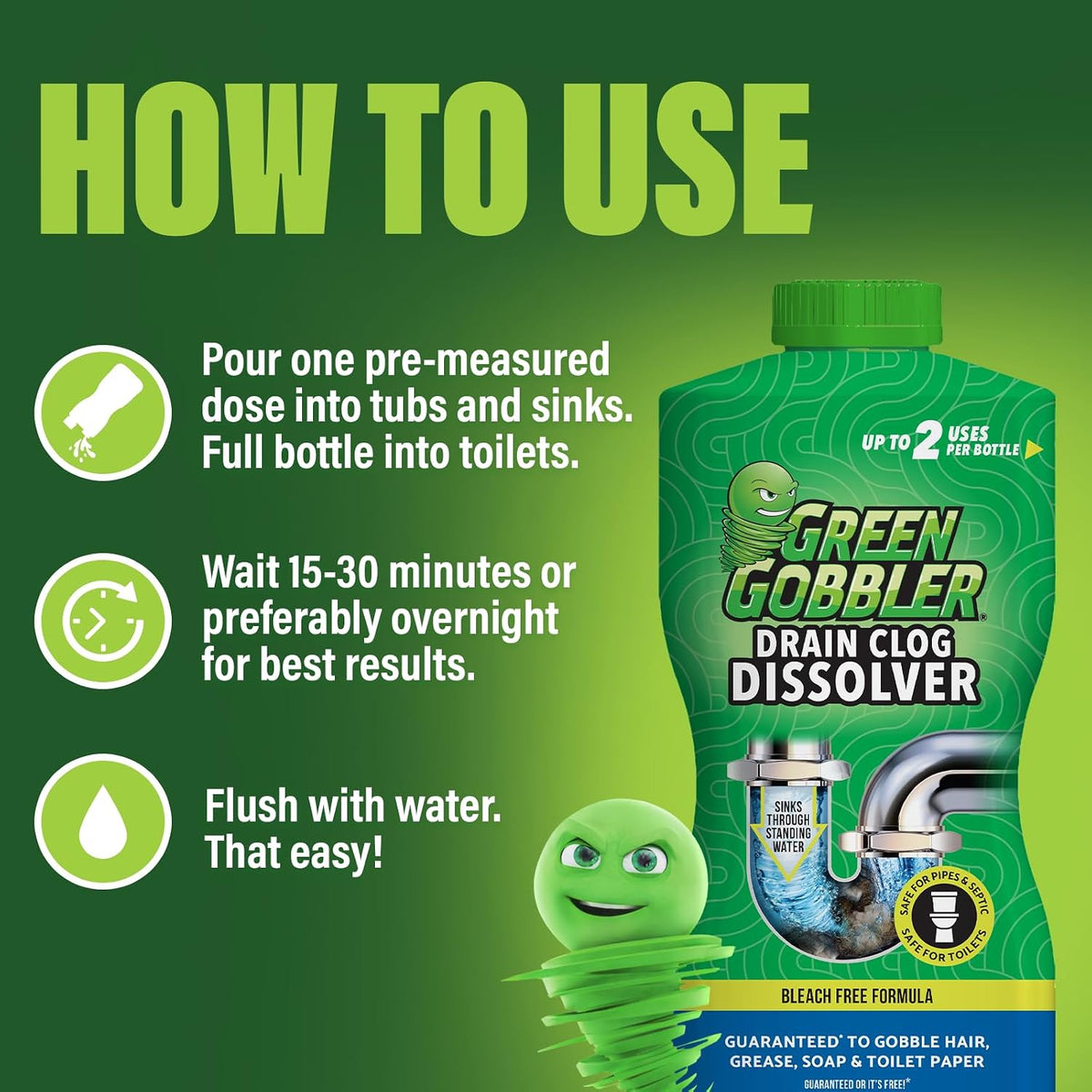 Drain Clog Dissolver, Drain Opener-Cleaner ,Toilet Clog Remover, 31 oz