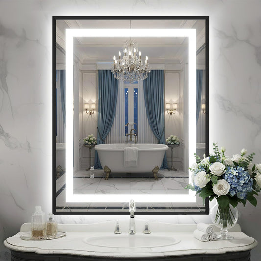 28X36 Inch Frontlit+ Backlit LED Bathroom Mirror with Lights | Bathroom Vanity Mirror for Wall, Ultra-Clear Tempered Glass, Shatter-Proof, Anti-Fog and Memory Function, ETL Listed