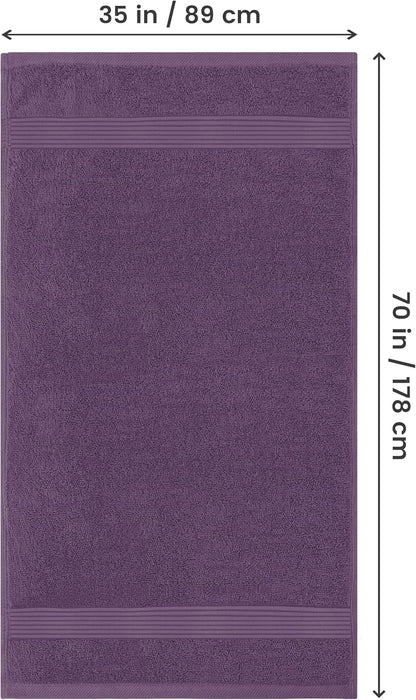 Extra Large Bath Sheets, 2 Pack, 35x70 In, Cotton, Plum | Soft Lightweight Ring Spun Cotton Shower Towel Set - Highly Absorbent, Quick-Drying, Extra Large Bath Sheets, Durable