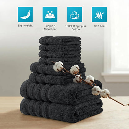 4 Pack XL Bath Towels, 30x60 in, Cotton, Grey | Oversized Premium Ring Spun Cotton Towels - Soft, Lightweight, Highly Absorbent, Fast-Drying, Great for Daily Use