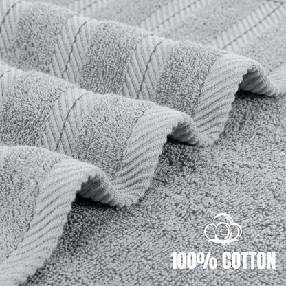 4 Pack XL Bath Towels, 30x60 in, Cotton, Grey | Oversized Premium Ring Spun Cotton Towels - Soft, Lightweight, Highly Absorbent, Fast-Drying, Great for Daily Use