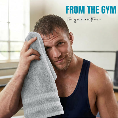 4 Pack XL Bath Towels, 30x60 in, Cotton, Grey | Oversized Premium Ring Spun Cotton Towels - Soft, Lightweight, Highly Absorbent, Fast-Drying, Great for Daily Use