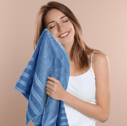 4 Pack XL Bath Towels, 30x60 in, Cotton, Grey | Oversized Premium Ring Spun Cotton Towels - Soft, Lightweight, Highly Absorbent, Fast-Drying, Great for Daily Use