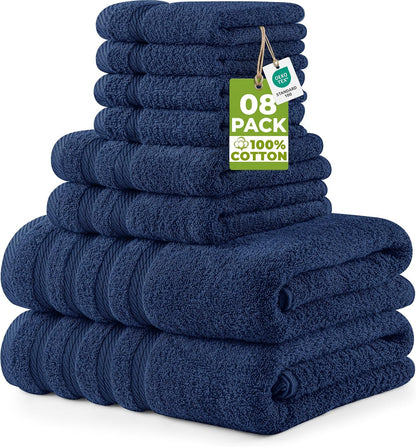4 Pack XL Bath Towels, 30x60 in, Cotton, Grey | Oversized Premium Ring Spun Cotton Towels - Soft, Lightweight, Highly Absorbent, Fast-Drying, Great for Daily Use