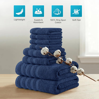 4 Pack XL Bath Towels, 30x60 in, Cotton, Grey | Oversized Premium Ring Spun Cotton Towels - Soft, Lightweight, Highly Absorbent, Fast-Drying, Great for Daily Use