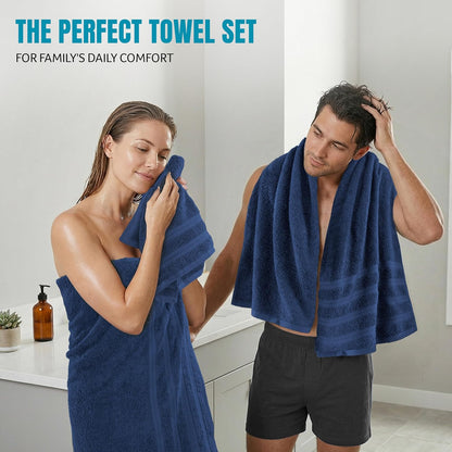 4 Pack XL Bath Towels, 30x60 in, Cotton, Grey | Oversized Premium Ring Spun Cotton Towels - Soft, Lightweight, Highly Absorbent, Fast-Drying, Great for Daily Use