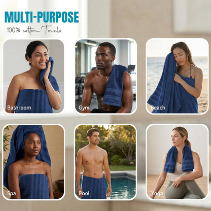 4 Pack XL Bath Towels, 30x60 in, Cotton, Grey | Oversized Premium Ring Spun Cotton Towels - Soft, Lightweight, Highly Absorbent, Fast-Drying, Great for Daily Use