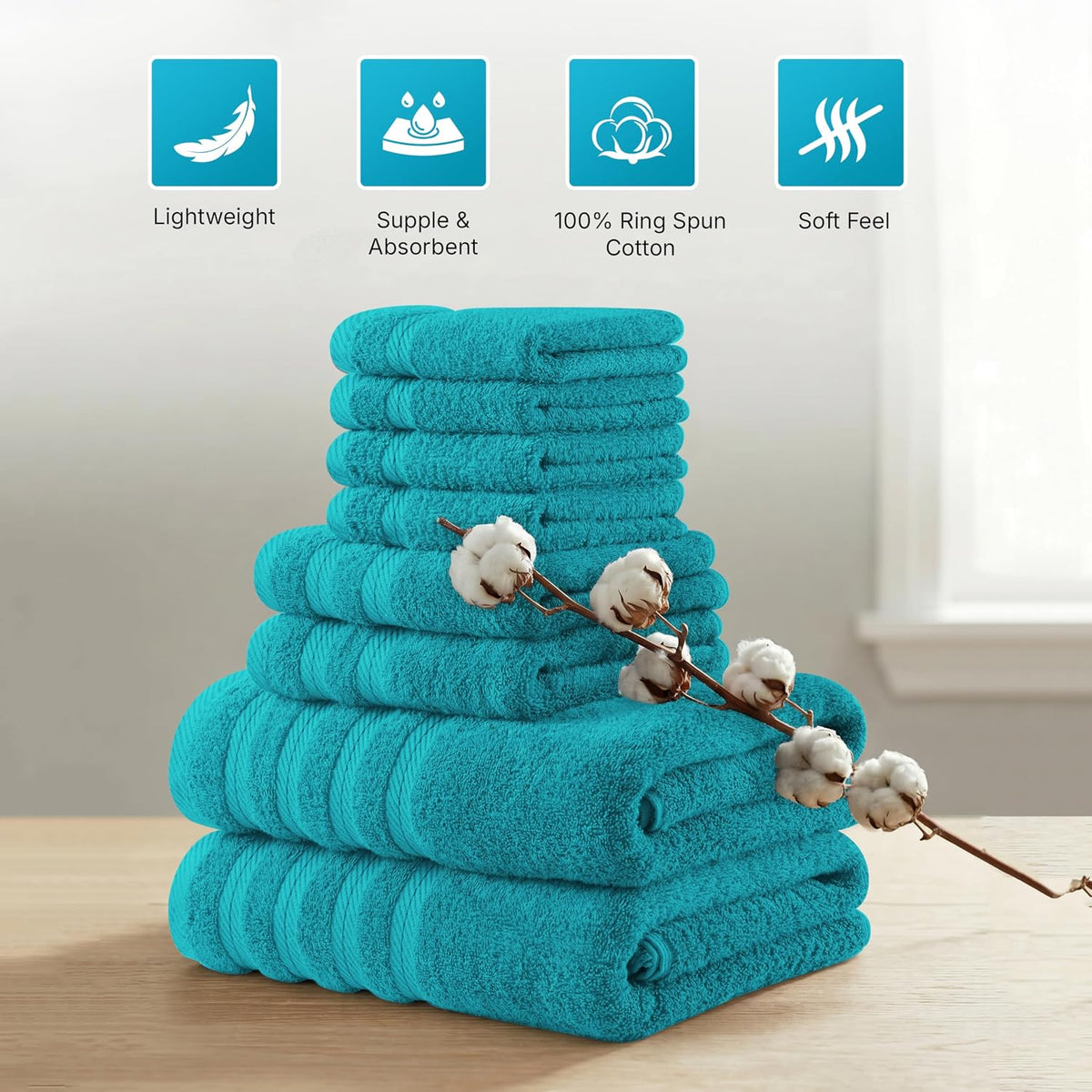 4 Pack XL Bath Towels, 30x60 in, Cotton, Grey | Oversized Premium Ring Spun Cotton Towels - Soft, Lightweight, Highly Absorbent, Fast-Drying, Great for Daily Use